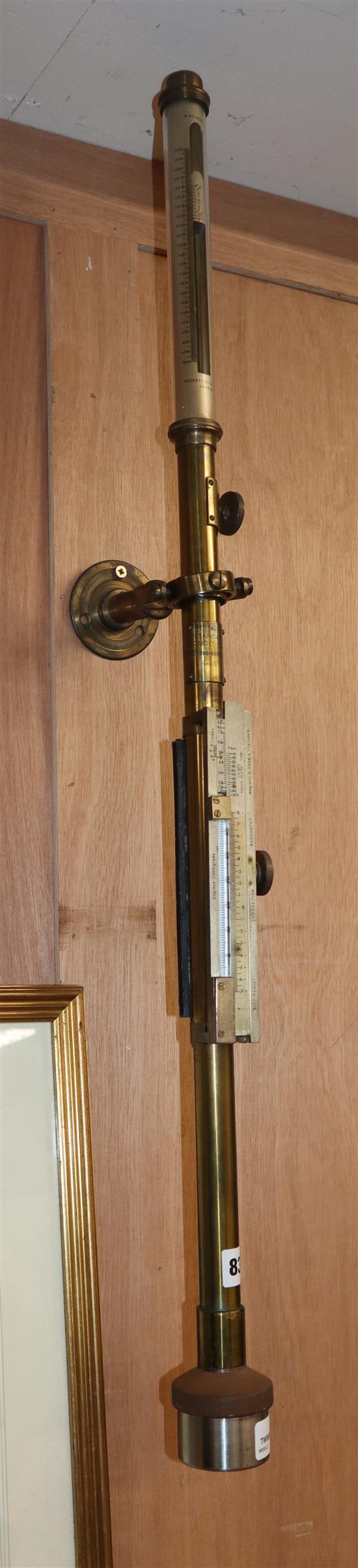 A brass ships barometer by Negretti & Zambra, London H.90cm